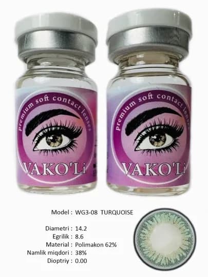 VAKO'Li, Цветные контактные линзы для глаз, 12 месяцев, без диоптрий, для красоты — ЛИНЗЫ-Ж-ТЕМНЗЕЛ