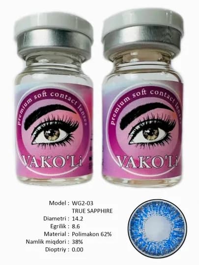 VAKO'Li, Цветные контактные линзы для глаз, 12 месяцев, без диоптрий, для красоты — ЛИНЗЫ-Ж-МОРСК
