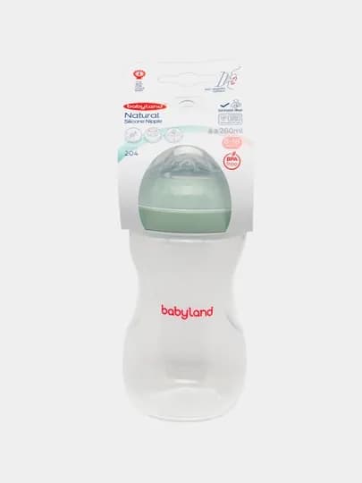 Бутылочка BabyLand, натуральный силикон, для кормления малышей, без BPA, 125, 260 мл — BLANDO-BUTILKA-ЗЕЛЕН-240TRUB
