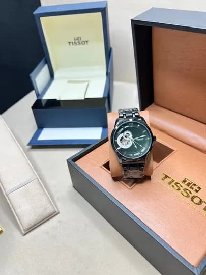 Мужские механические часы Tissot, кожаный ремешок, металлический корпус, коробка и документы — WATCHOZ-TISSOTAA10-ХРОМ
