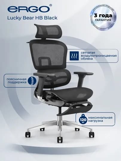 Офисное кресло ERGO Lucky Bear HB Black