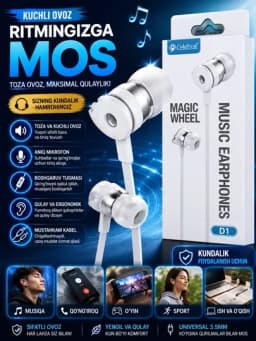 Проводные наушники 3.5mm Stereo с микрофоном для Android iPhone — LUXE123-SIMLINAUSHNIK-ЛЕДЯН