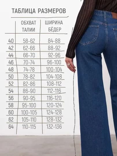 Широкие женские джинсы, клеш от бедра — JCO-AL231-СИНИЙ-42170