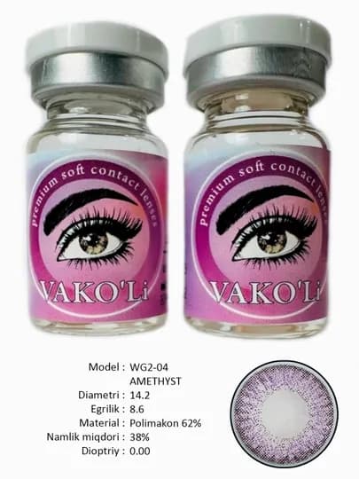 VAKO'Li, Цветные контактные линзы для глаз, 12 месяцев, без диоптрий, для красоты — ЛИНЗЫ-Ж-АМЕТИС
