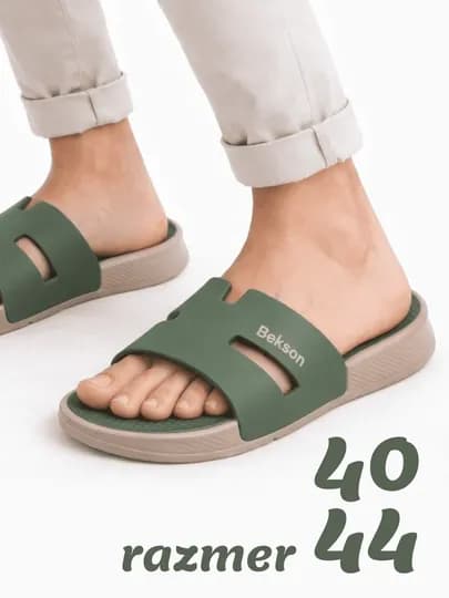 Мужские летние тапочки, размер 39-44, Hermes, тапочки мужские, шлепанцы, летние, легкие — KRASSO-KRASERKAKTAPAZMAROHERMES-ЗЕЛЕН-43