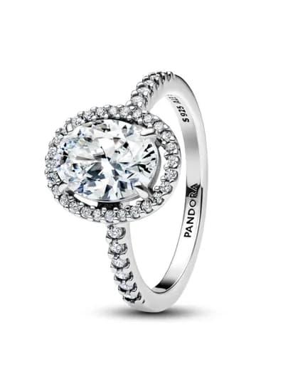 Кольцо Pandora Oval Sparkling Halo Statement Ring Серебро 925 пробы 193777C01