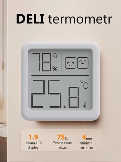 Метеостанция DELI, термометр, измерение температуры и влажности в помещении и на улице — JAHONS-DELITERMOMETR1-ПРОЗР