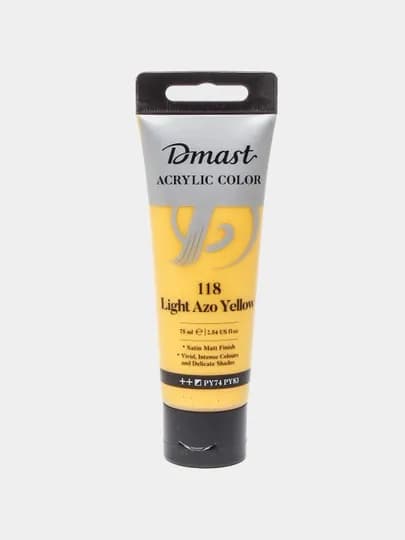 Краска акриловая в тубе, 75 мл, 118 LIGHT AZO YELLOW, Dmast Deli EC330-LAY q0000054416