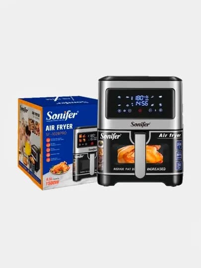 Аэрогриль Sonifer SF-1028 6.5L – мультипечь без масла, 1500W, 7 программ, таймер, черный