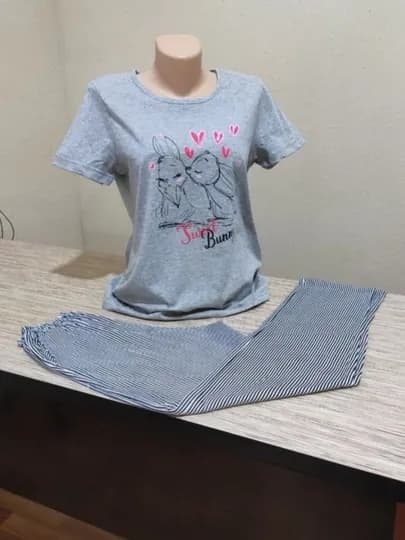 Пижама женская, футболка с бриджами — BABYLOO-AYOLLARPIJAMASI-CЕРМЕЛ-5XL