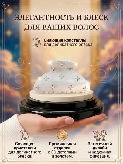 Заколка со стразами для волос, крабик, подарок женщине