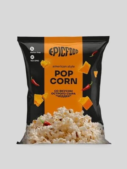 Попкорн со вкусом, острым сыром Чеддер American style — EPICF-POPCORN-20GR