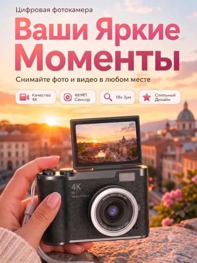 Детский фотоаппарат, цифровая ретро камера, мини камера для фото и видео — IOS-РЕТРО-ЧЕРН
