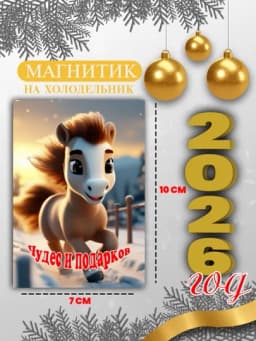 Магнит на холодильник "Лошадь символ года 2026", подарок на новый год — GIFTSSS-2026YILMAGNIT-АМЕТИС