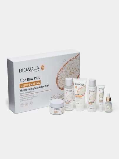 Омолаживающий уходовый набор Rice Raw Pulp 6 в 1 от BioAqua — BIOLURE-RICE