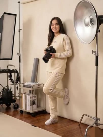 Женский спортивный костюм в стиле Adidas — комплект из двух частей для любого стиля — SZS0606-ADIDASDVOYKA001-КРЕМОВ-Ovesize