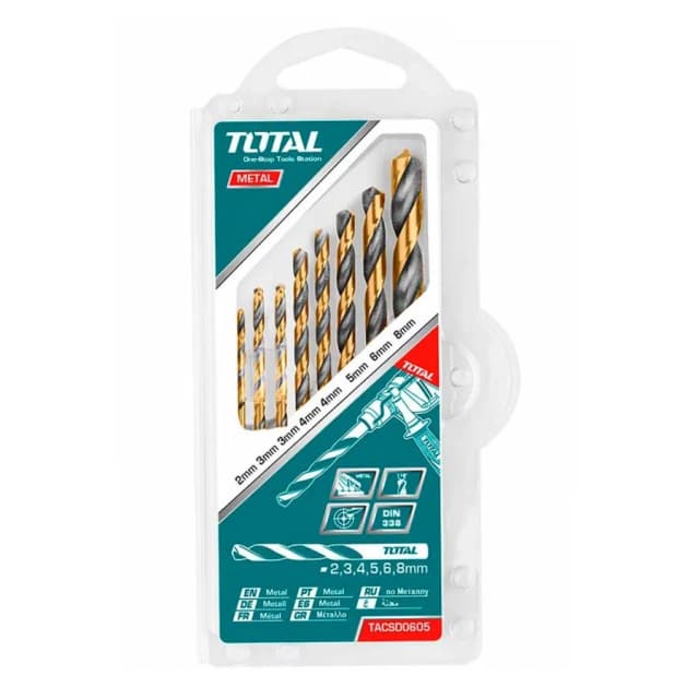 TOTAL TACSD0801 (8 dona) tez kesuvchi po‘latdan yasalgan spiral burg‘ulash to‘plami