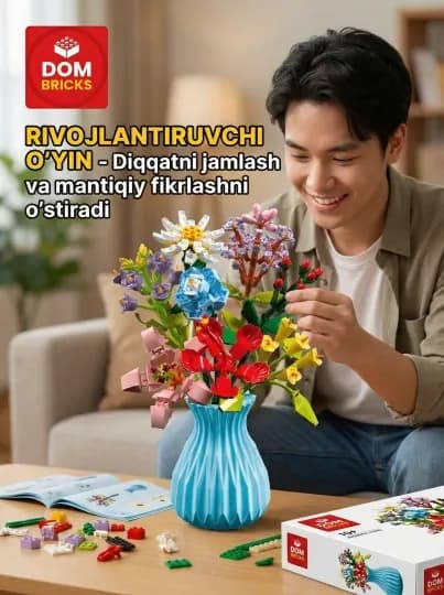 Конструктор цветы, 3D, разные цветы, роза, орхидея, совместим с лего — LEGOBOX-LEGOGUL-ЛИМОН
