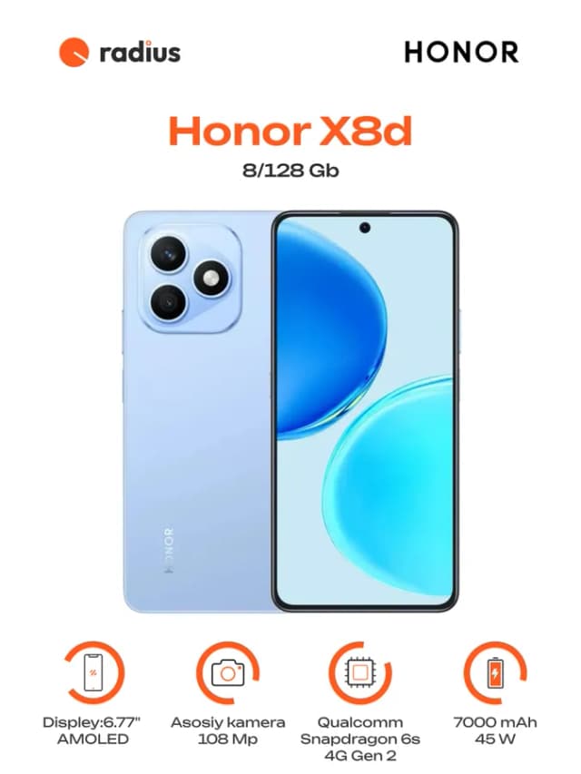 Смартфон Honor X8D 8/128 ГБ, синий