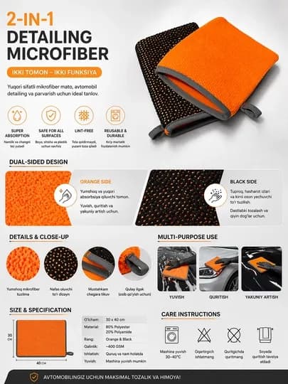 ICan Clay Mitt Microfiber – перчатка для очистки кузова от загрязнений, смолы и пятен — ICANDET-ICANMITT