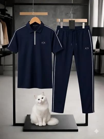 Мужской комплект двойка, футболка и брюки, 100% хлопок, armani двойка, для улицы — KEDDSHP-ALI9-ТЕМНСИН-XXXL