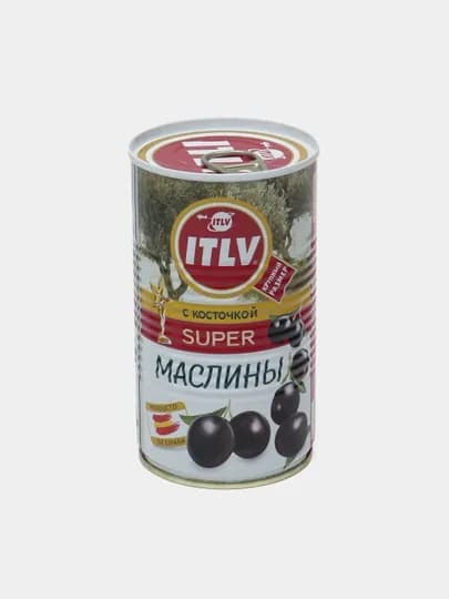 Цельные черные маслины Super ITLV, 370 мл