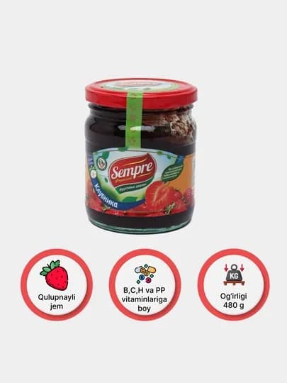 Джем Sempre из клубники, 480 гр