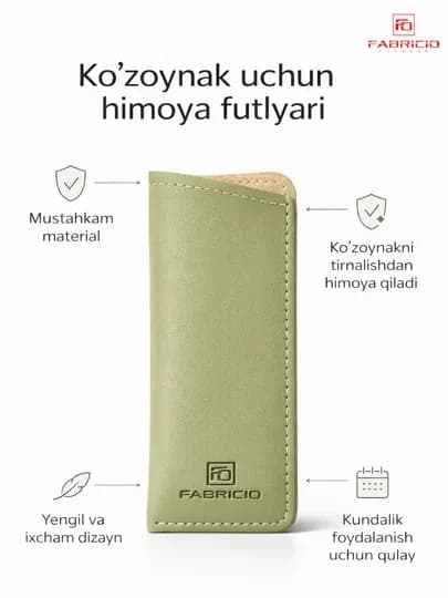 Компактный защитный футляр для очков, в комплекте с салфеткой Fabricio — UFK1988-FUTLYAR-ОЛИВК