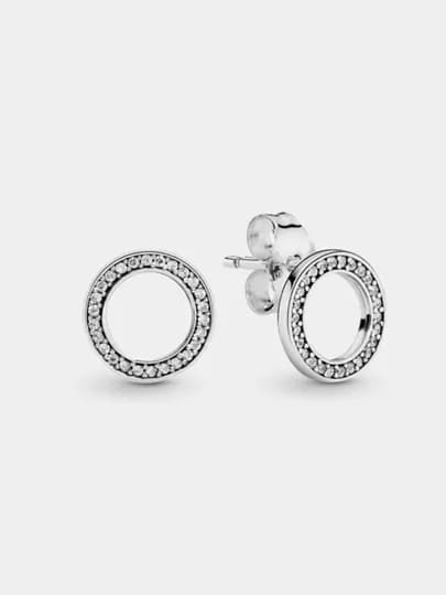Серебряные серьги-гвоздики PANDORA с прозрачным кубическим цирконием, 290585CZ