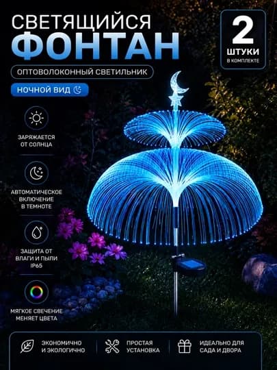 Декоративный садовый светильник на солнечной энергии — 1980707-BOG1-ГОЛУБ