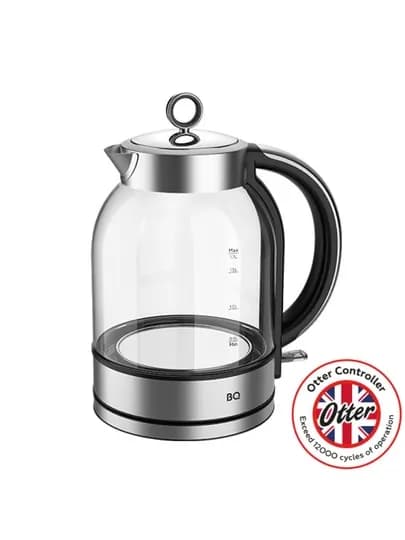 Чайник электрический BQ KT1845G,2200Вт, из стекла, объем 1.7 л, с подсветкой голубой