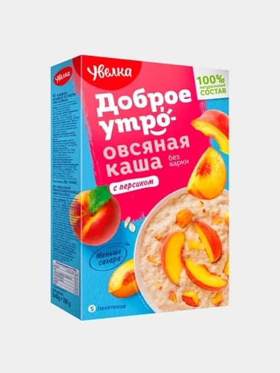 Каша овсяная быстрого приготовления Увелка с персиком, 5х40 г, 200 г