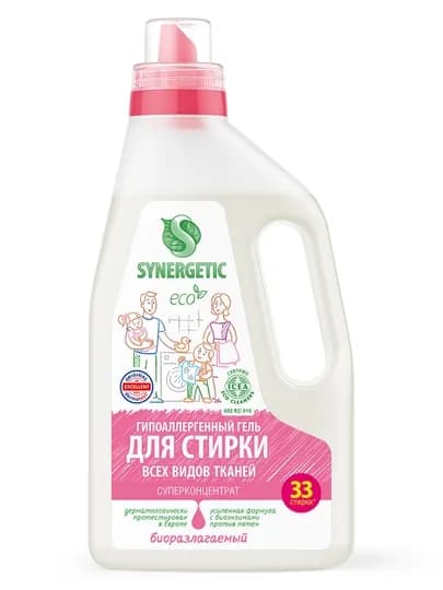 Гель для стирки SYNERGETIC универсальный, 1 л (33+ стирки)