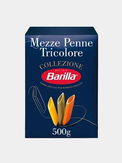 Макаронные изделия Barilla Mezze Penne Tricolore из твёрдых сортов пшеницы, 500 г