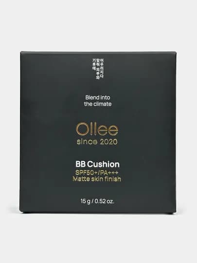Ollee BB Cushion SPF50+ кушон для лица, kushon pudra тональный, корейский, матовый, 15 г 2