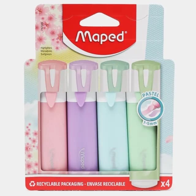 Maped "Fluo Peps Classic Pastel" matn markeri, 4 rangda