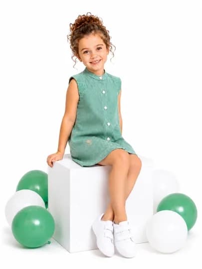Платье летнее для девочки, сарафан — MRKIDS2-YASHILDIORAXON-МЕНТОЛ-2 года