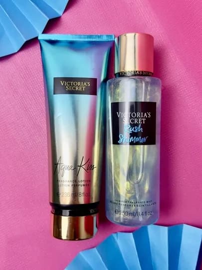 Парфюмерный набор Victoria Secret, лосьон и спрей мист для тела, 236 мл + 250 мл — ABUS-VICTORIASSECRET-ГОЛУБ