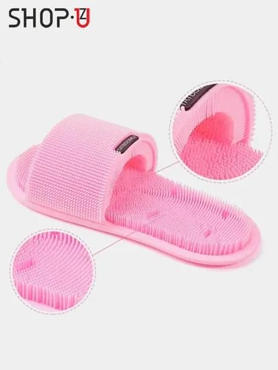 Тапочки для душа с щеткой силиконовые массажные на присосках — SHOPZSH-MASSSLIPPER-РОЗОВ-4142