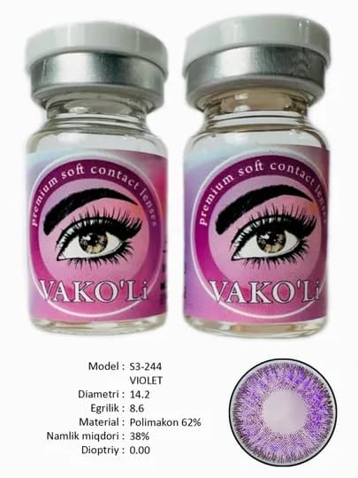 VAKO'Li, Цветные контактные линзы для глаз, 12 месяцев, без диоптрий, для красоты